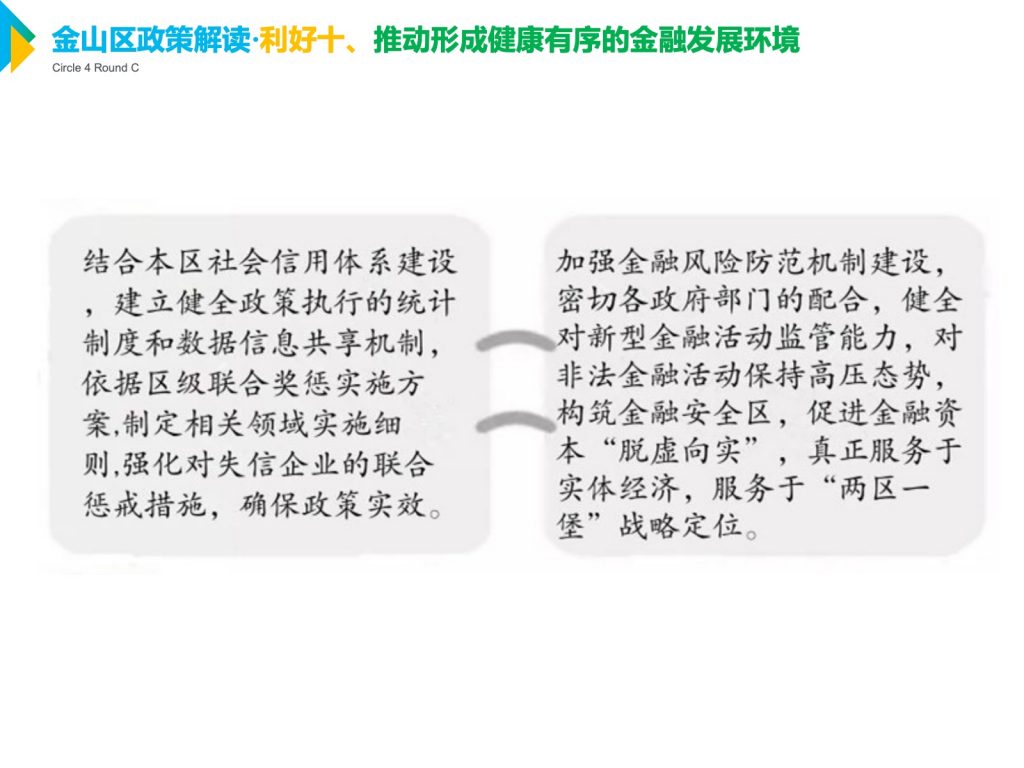 金山区政策解读·利好十、推动形成健康有序的金融发展环境